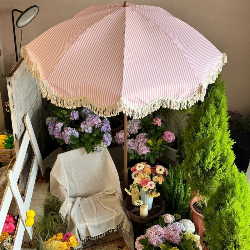 Gardening Tools Pink - ZBNピンクストライプガーデンサンアンブレラ、広告用キャンプ販促傘ビーチ折りたたみ傘ビーチ日よけ傘