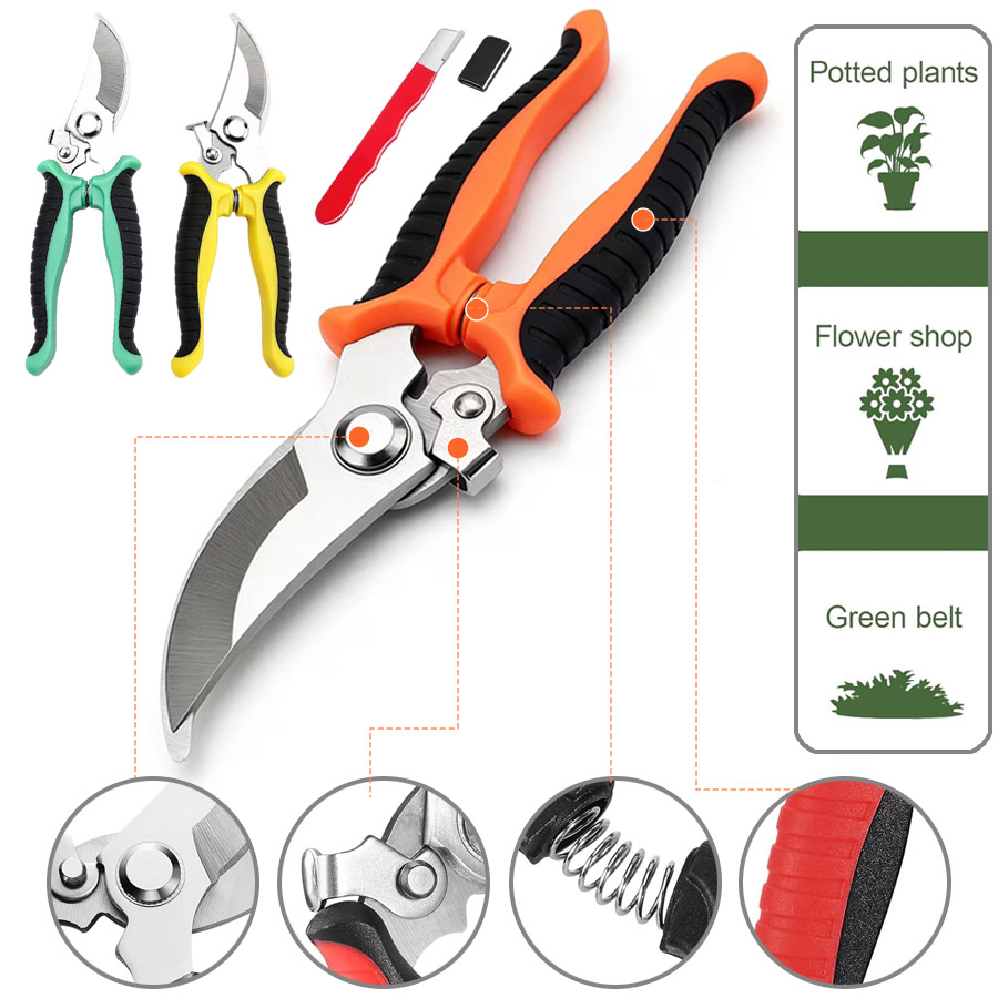 Gardening Tools Pink - 2個入り、プロ仕様の頑丈な園芸用剪定ばさみ、滑り止めグリップ付き - 太い枝の剪定、フラワーアレンジメントに最適