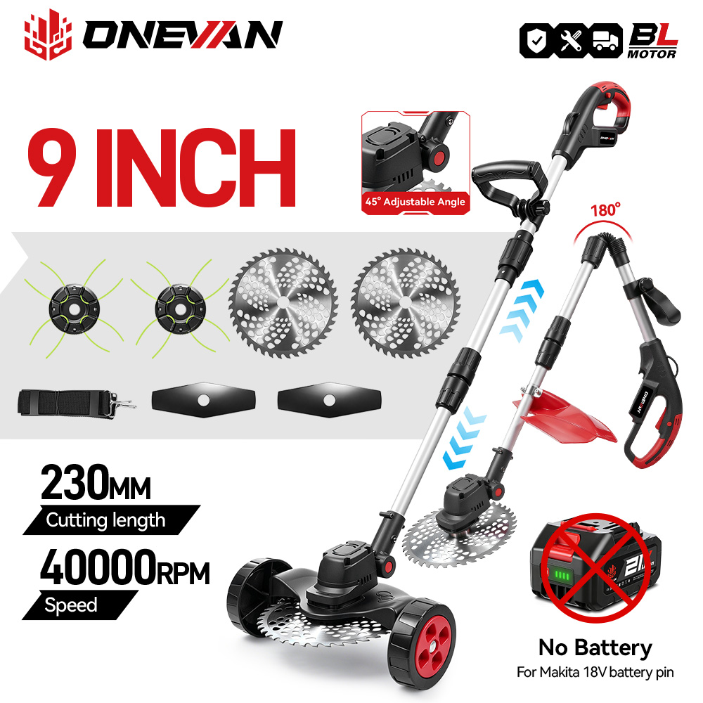 Gardening Tools Battery Powered - ONEVAN 9インチ 40000RPM ブラシレス電動芝刈り機 折りたたみ式 庭用草刈り機