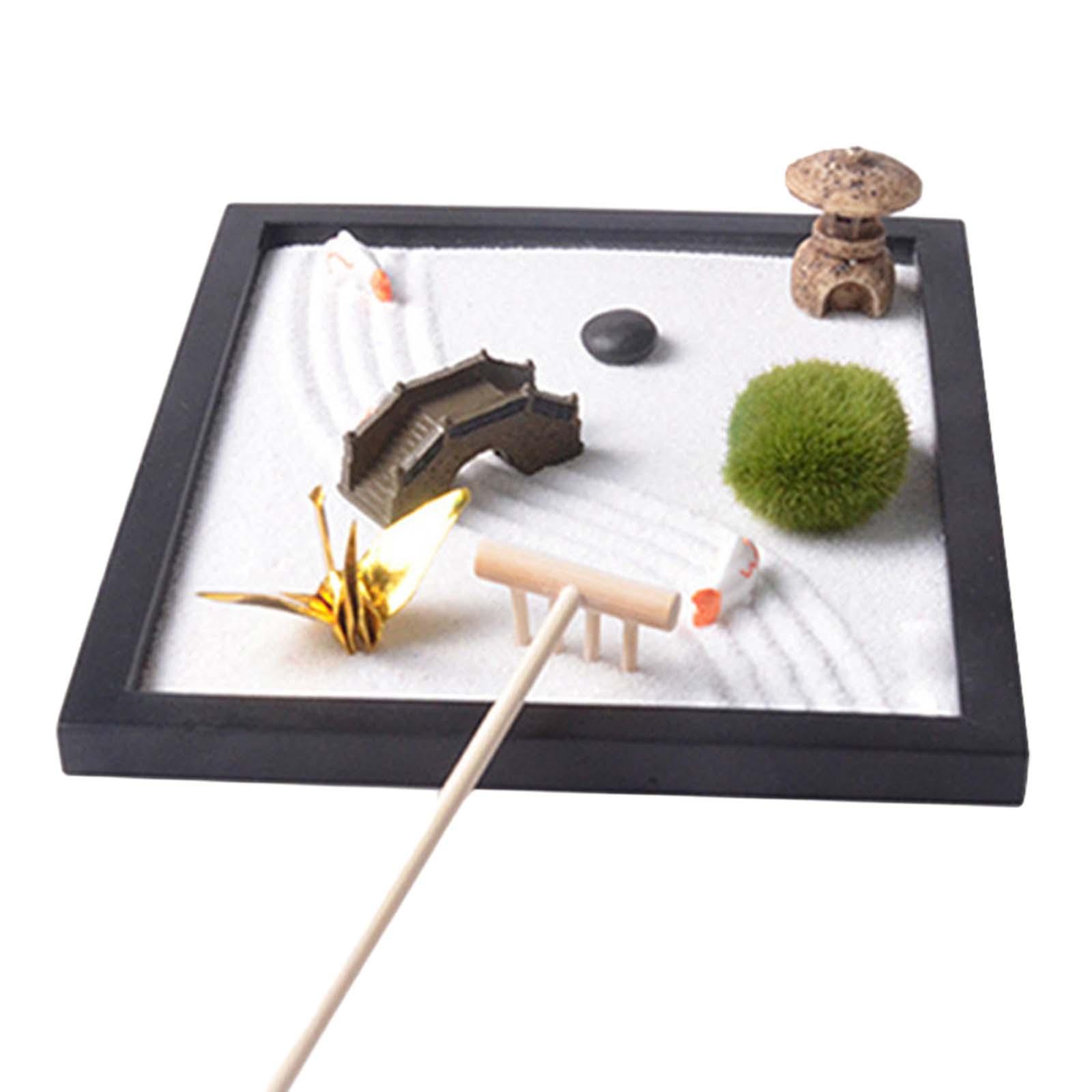 Gardening Tools Japanese - 卓上禅庭砂場セット、日本の装飾ギフト、ミニロックサンドガーデンツールキット、デスクトップヨガ、ホーム風水瞑想用