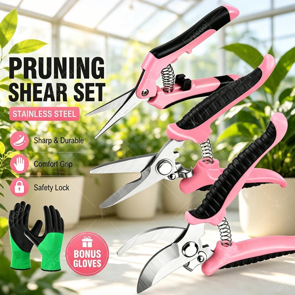 Gardening Tools Pink - 庭用果物摘み取りはさみ、剪定ばさみ、小型家庭用手工具、鉢植えの枝、果樹園、農場、園芸用はさみ