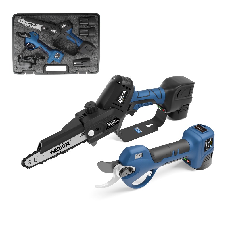 Gardening Tools Best - 【ベストセラー】コードレスブラシレス電動剪定鋏とチェーンソーのコンボキット 2-in-1 電動工具セット 庭木の枝用