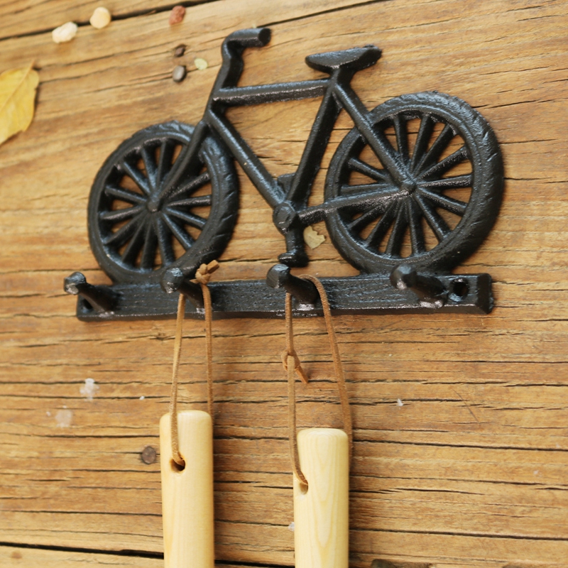 ヴィンテージ鋳鉄製自転車壁掛けフック、4つのハンガー、家の庭 - Gardening Tools Cartoon のレビューと価格