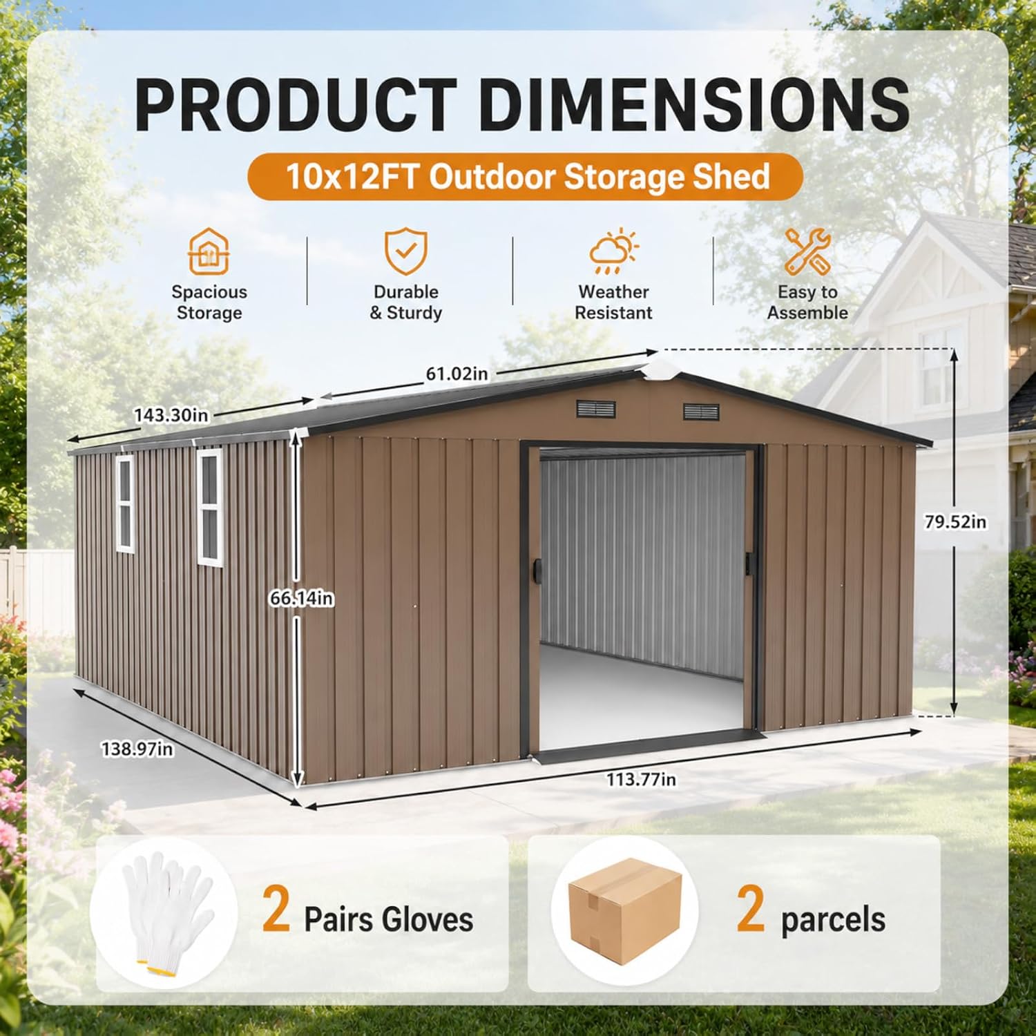 金属製物置 10x12フィート 屋外裏庭パティオガーデンツー - Gardening Tool のレビューと価格