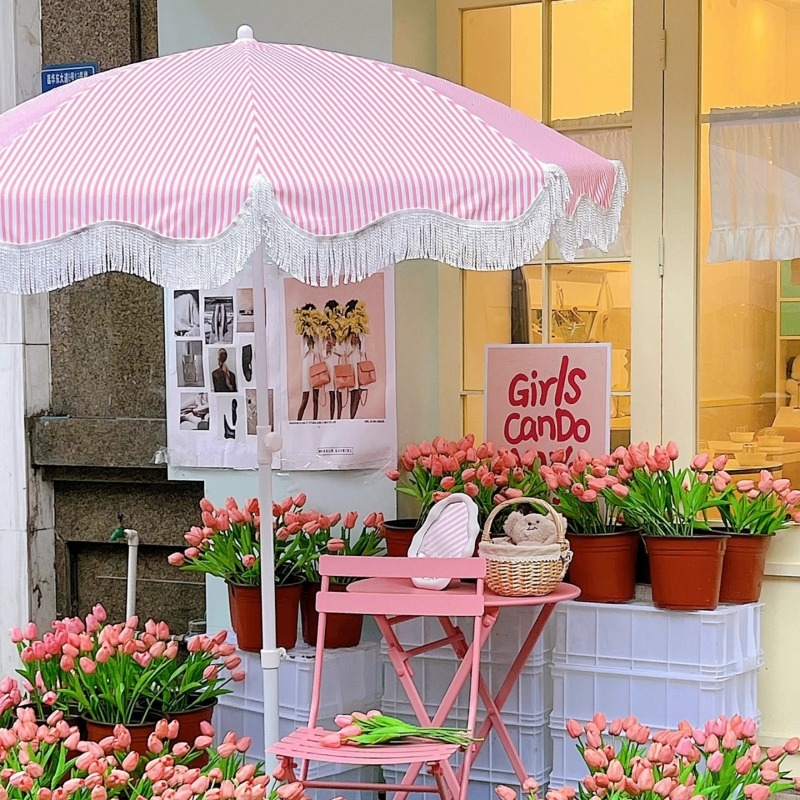 ZBNピンクストライプガーデンサンアンブレラ、広告用キャンプ - Gardening Tools Pink のレビューと価格