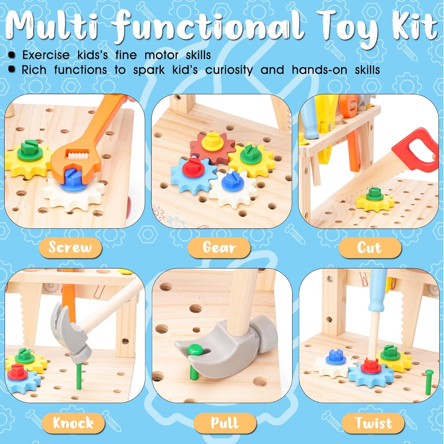 子供用木製ツールベンチ、モンテッソーリ教育ごっこ遊び建設玩具 - Gardening Tools Kids Set のレビューと価格