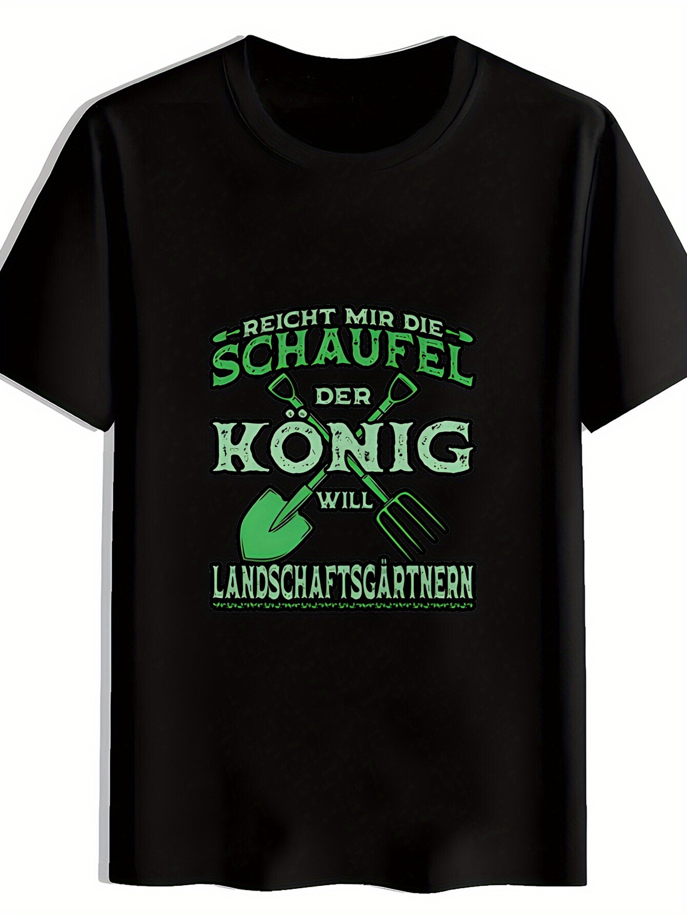 メンズカジュアル半袖Tシャツ - ブラック、ドイツ語のテキス - Gardening Tools German のレビューと価格