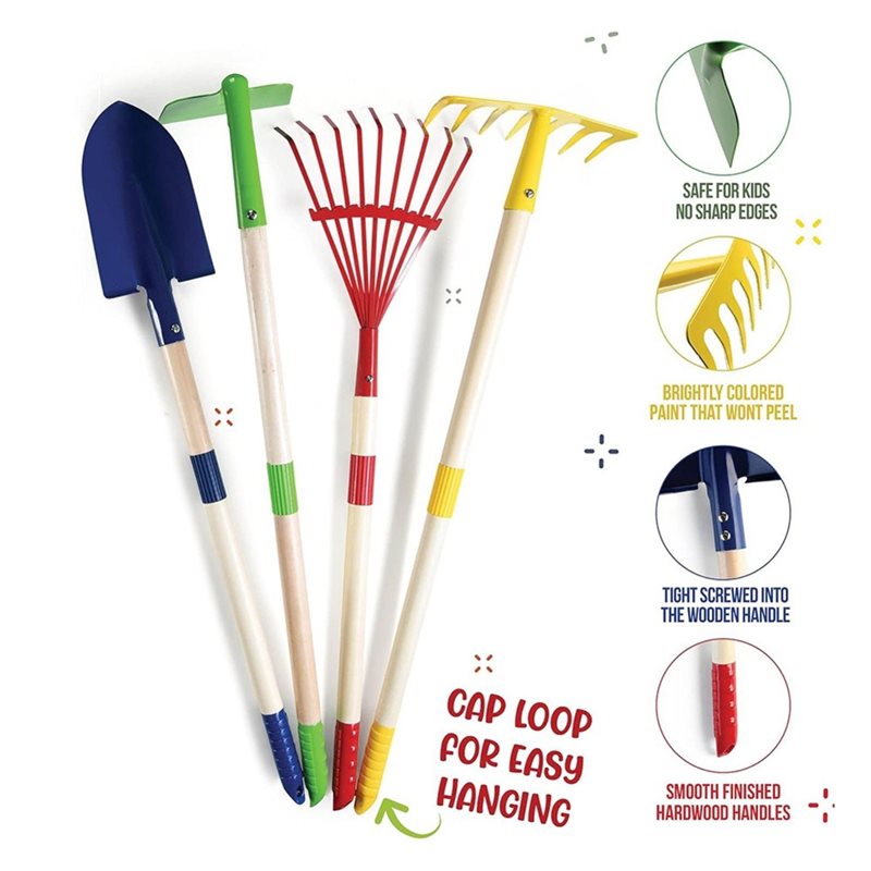 B05C-子供用ガーデンツールセット 4点セット-木製-葉か - Gardening Tools Best のレビューと価格