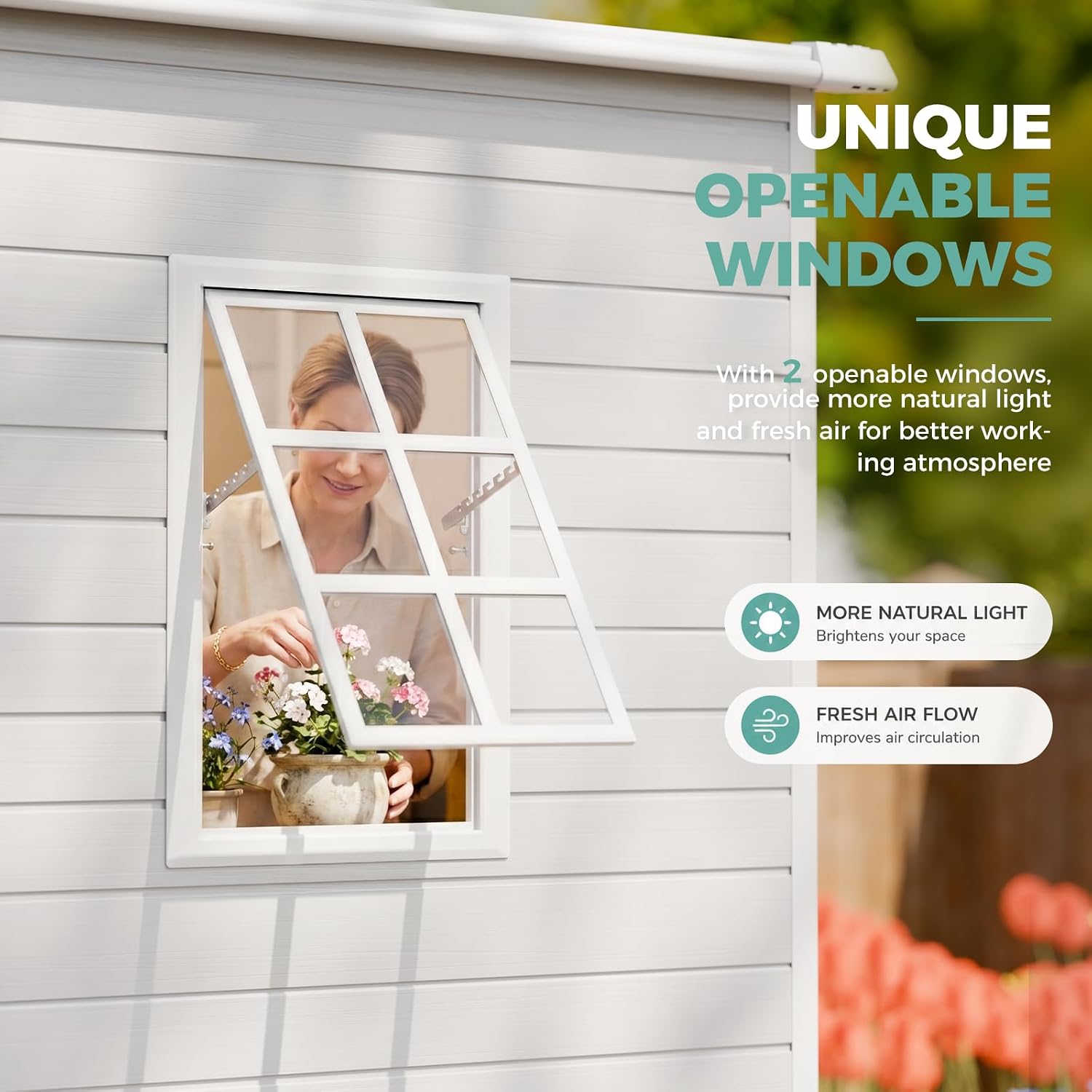 8x6フィートの樹脂製収納庫、床は厚さ14mmのパネル、屋外 - Gardening Tool のレビューと価格