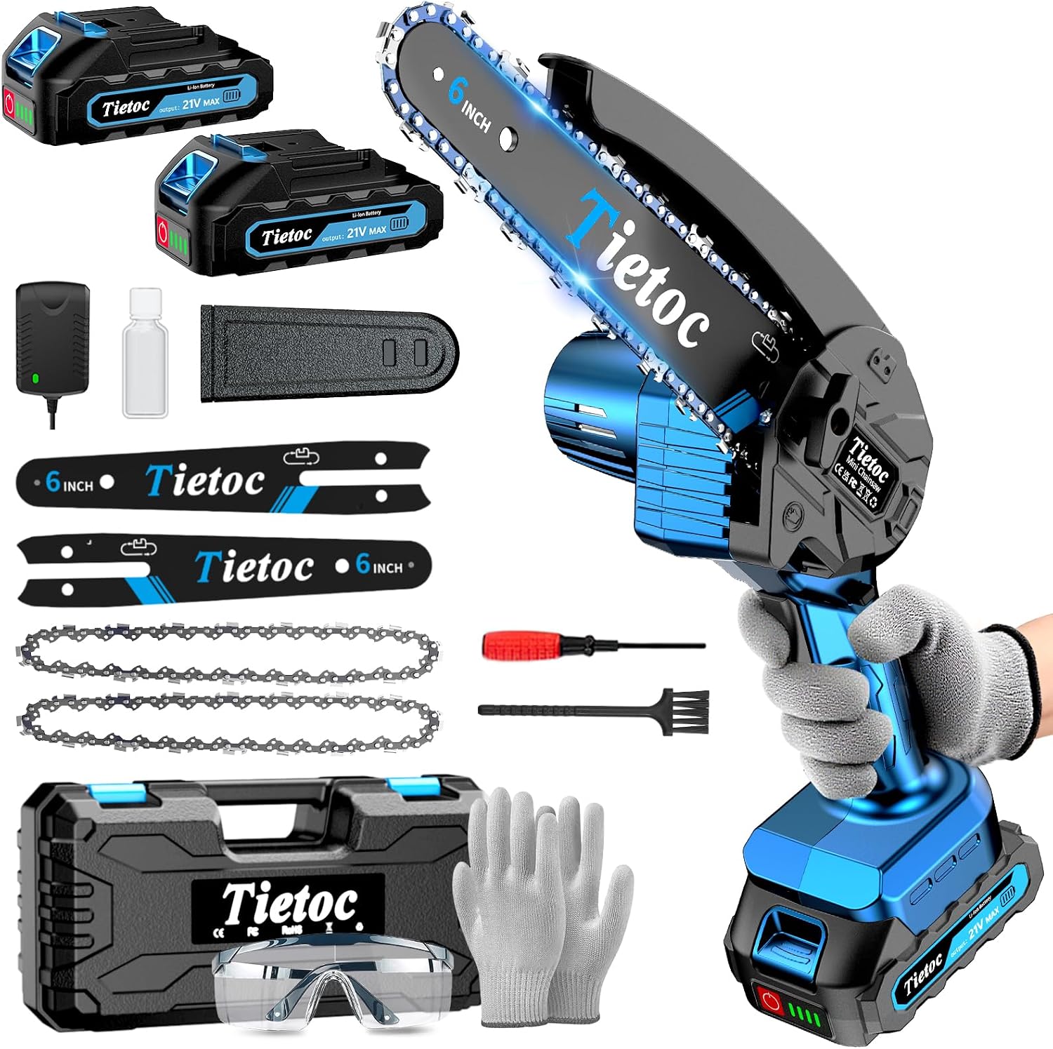 ミニチェーンソー、6インチコードレスチェーンソー、880W強 - Gardening Tools Battery Powered のレビューと価格