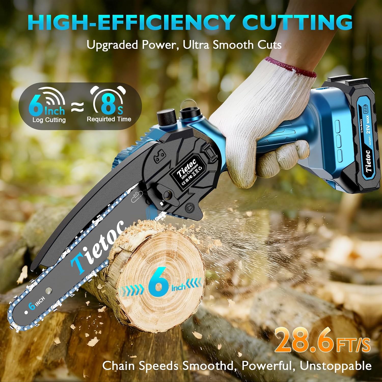 ミニチェーンソー、6インチコードレスチェーンソー、880W強 - Gardening Tools Battery Powered のレビューと価格